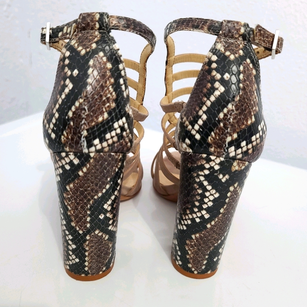 SCHUTZ Kaye Reptile Snakeskin Heel Sandals - Picture 8 of 16